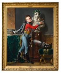 Le jeune vicomte de Laborde avec le buste de son père décédé à Wagram
