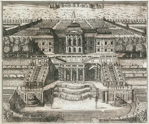 Vue du Grand Palais à Peterhof, 1717
