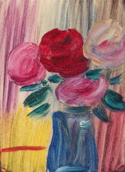 Fleurs dans un vase bleu