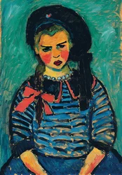Fille avec un nœud rouge