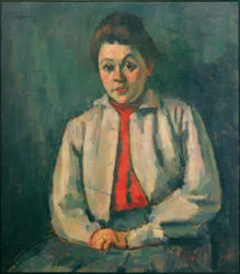 Hélène avec un gilet rouge