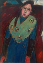 Fille avec une étole verte
