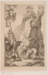 Le jeune lion et le singe