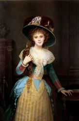 Portrait de femme au grand chapeau Peinture de Alexis Joseph Perignon (1806-1882) 19ème siècle Dijon, Musée des Beaux-Arts