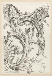 Cartouches en coquille et motif de feuille d