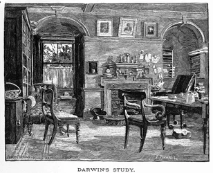 Le bureau de Darwin de Charles Darwin, sa vie et son œuvre, pub. 1891