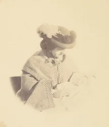 Portrait vignetté, femme tenant un bébé
