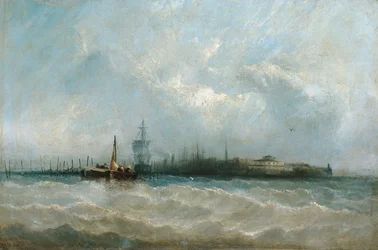 New York vu du port, montrant Battery et Castle Garden, 1858