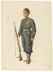 Fusilier du 4e Régiment Gurkha en ordre de marche