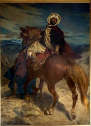 Reconquista : « Les adieux du roi Boabdil à Grenade ». Le roi Boabdil (Abu Abd Allah) remit les clés de la ville aux souverains espagnols le 02/01/1492. Peinture d