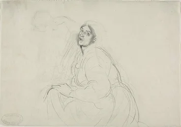 Femme assise et esquisse d