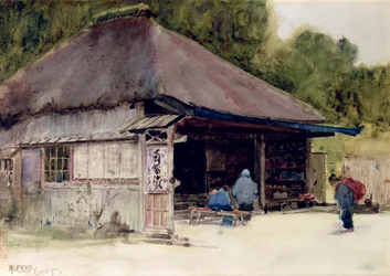 Maison de thé dans le village de Hakone, vers 1889