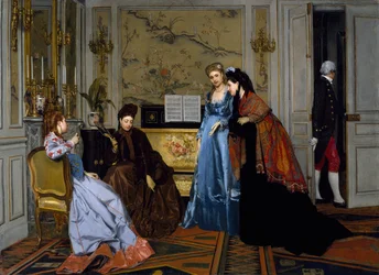 Figures élégantes dans un salon, sans date