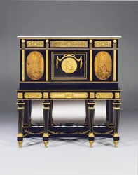 Cabinet sur pied, incorporant des panneaux de marqueterie et des éléments de construction d