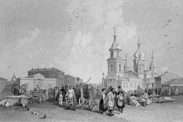 Le Haymarket, Saint-Pétersbourg, gravé par W. Chevalier