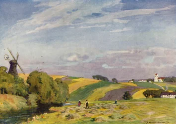 Danemark : Un paysage typique du Danemark, Jutland du Sud