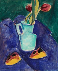Tulipes dans un vase vert