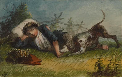Jeune mendiant et son chien