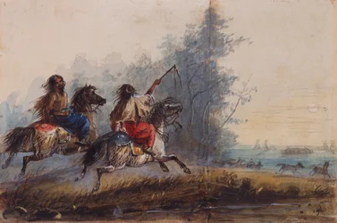 Femmes, tribu des Serpents, conduisant des chevaux, c.1837