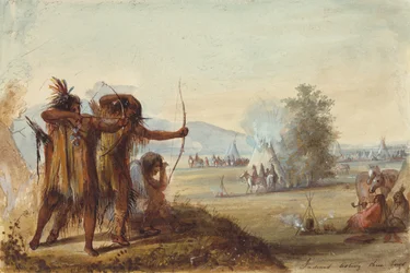 Indiens testant leurs arcs, c.1858