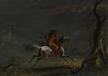 Indiens dans une tempête : scène nocturne