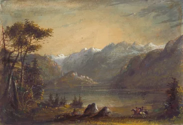 Scène de lac, montagnes Wind River