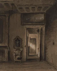 Pièce avec prie-Dieu et porte ouverte