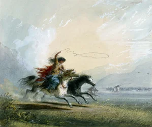 Femme shoshone - capturant un cheval