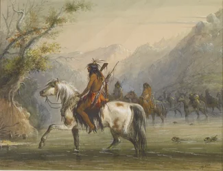 Les Indiens Shoshonee [sic] – Traverser une rivière à gué