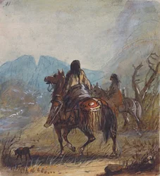Femmes Sioux, rochers coupés au loin, vers 1837