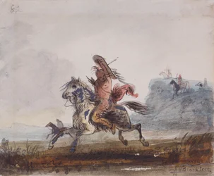 Serpents poursuivis par les Blackfeet, vers 1837