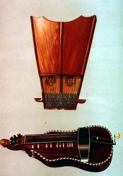 Une harpe à cloche et une vielle à roue, de 