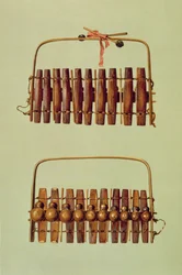 Marimba, vues de face et de dos, sud-africain, de 
