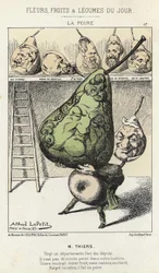 La Poire: caricature de Thiers - ill. du 14/02/1871 par Alfred Le Petitty, dans "Fleurs, Fruits et Légumes du Jour"