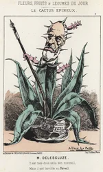 Le Cactus Spineux: Caricature de Louis Charles Delescluze (1809 - 1871) - ill. du 16/01/1871 dans "Fleurs, Fruits et Légumes du Jour"