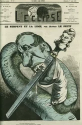 Le serpent et la lime, le serpent de droite lime ses dents sur la République. Couverture de « L