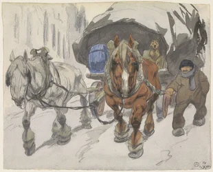 Chariot paysan avec deux chevaux
