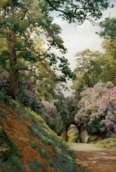 Clairière fleurie. Clairiere fleurie (Allee en fleurs). Peinture de Alfred William Parsons (1847-1920 British) Collection privée