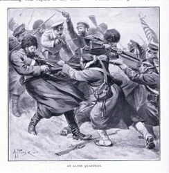 Au corps à corps, illustration de Cassells History of the Russo-Japanese War Vol 1, vers 1900