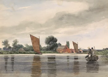 Coldham Hall, avec H. Priest et C. Turner pêchant, 1835