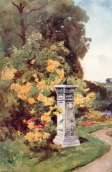 "Le cadran solaire se tenait comme le dieu du jardin des jardins chrétiens. Il parlait de travaux modérés, de plaisir non prolongé après le coucher du soleil"
