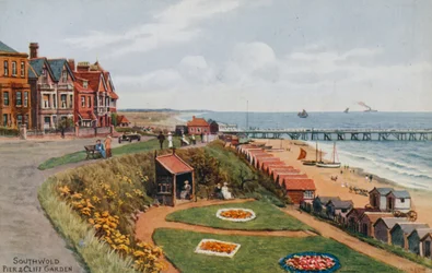 Southwold, jetée et jardin de la falaise