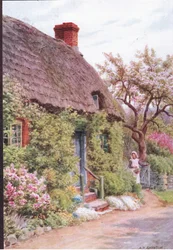 La porte du cottage, Elmley Castle, Worcester, de The Cottages and the Village Life of Rural England publié par Dent & Sons Limited
