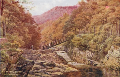 Le pont des mineurs, Bettws-Y-Coed (lithographie couleur)