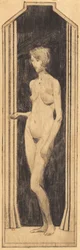 Femme nue debout dans un champ étroit