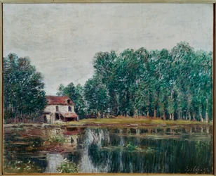 Le bord du canal à Moret-sur-Loing (peinture sur toile)