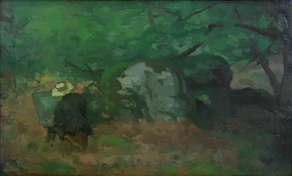 Le peintre Monet dans la Forêt de Fontainebleau
