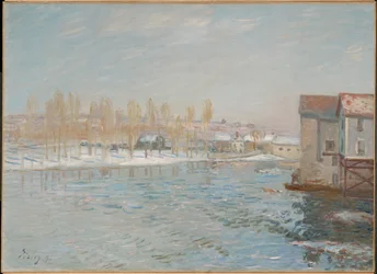Le Loing et les moulins de Moret, effet de neige