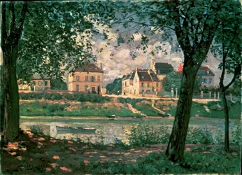 Village au bord de la Seine (peinture sur toile)