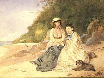 Mère et fille avec chien